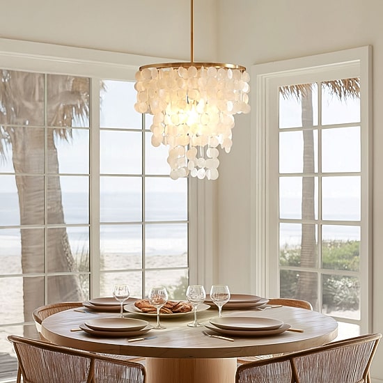Urban Habitat Isla Layered Capiz Chandelier
