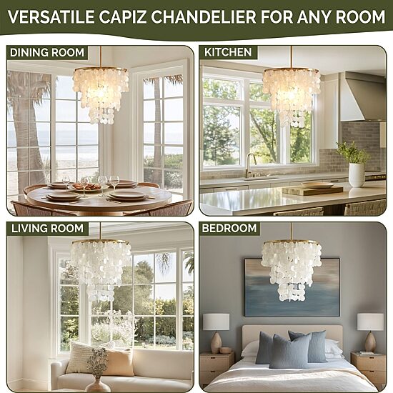 Urban Habitat Isla Layered Capiz Chandelier