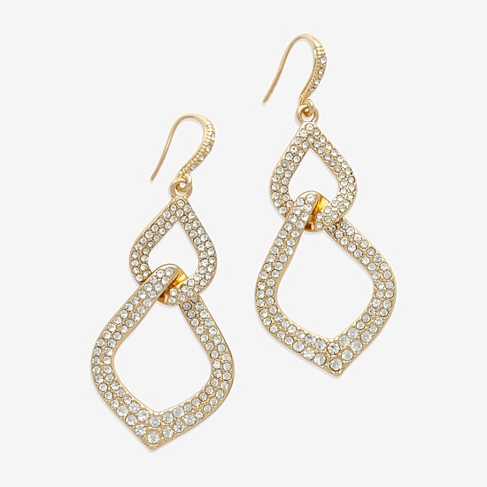 Bold Elements Gold Tone Womens Glass Drop Earrings