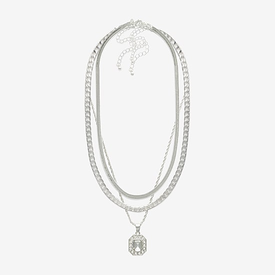 Bold Elements Silver Tone Womens 19 Inch Strand Necklace