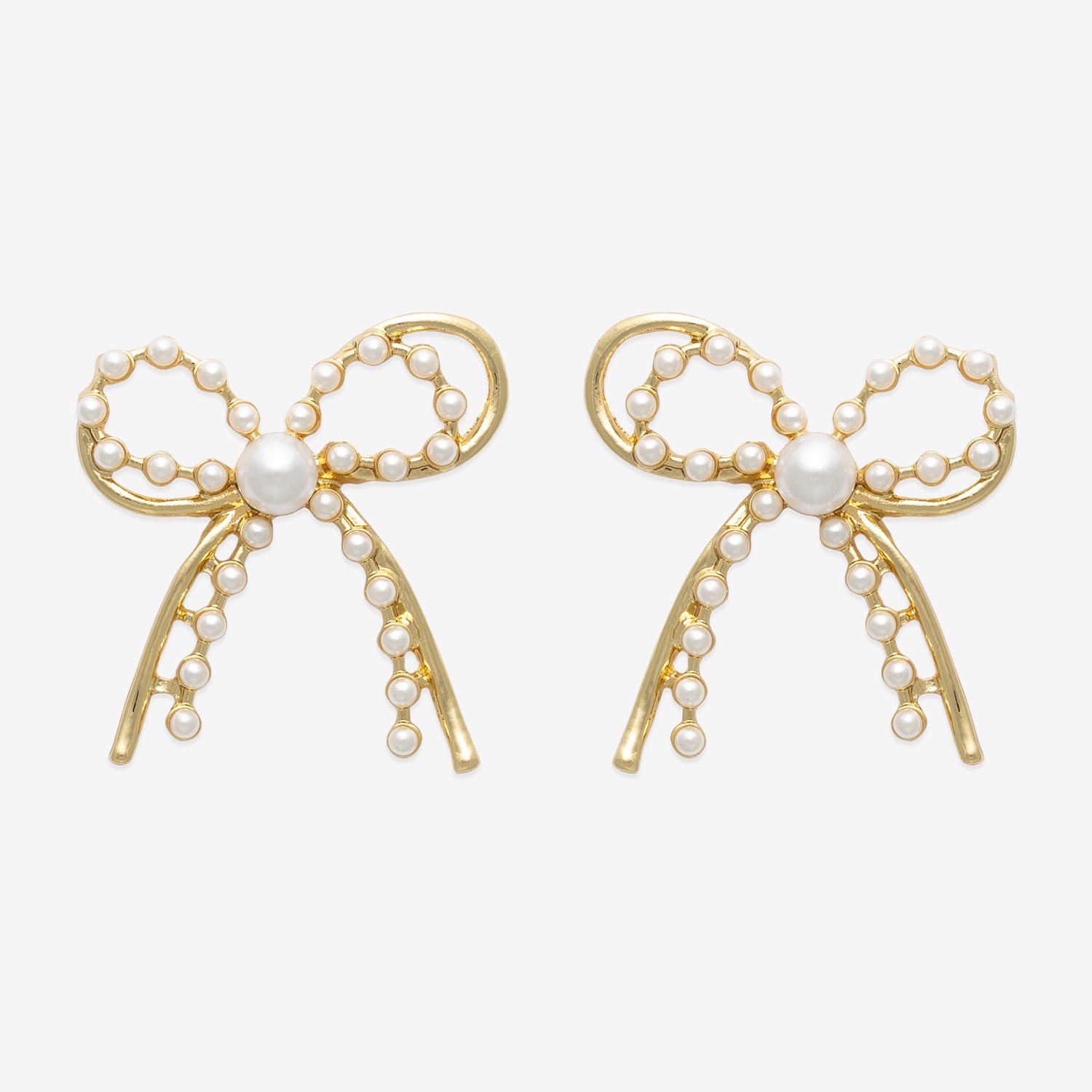 Bold Elements Gold Tone Womens Simulated Pearl Bow Drop Earrings