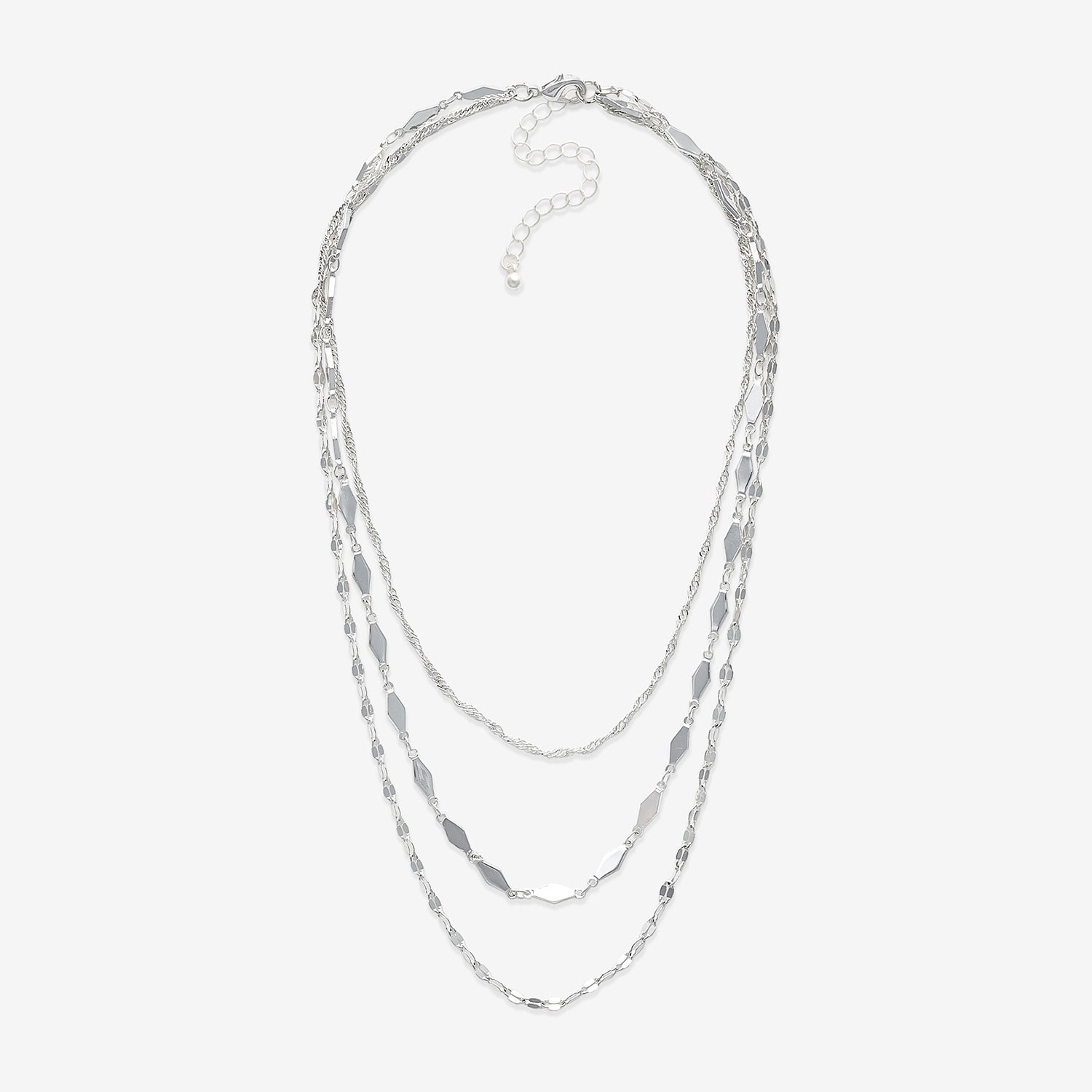 Mixit Silver Tone Multi Strand Womens 16 Inch Fashion Chain Necklace