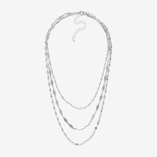 Mixit Silver Tone Multi Strand Womens 16 Inch Fashion Chain Necklace