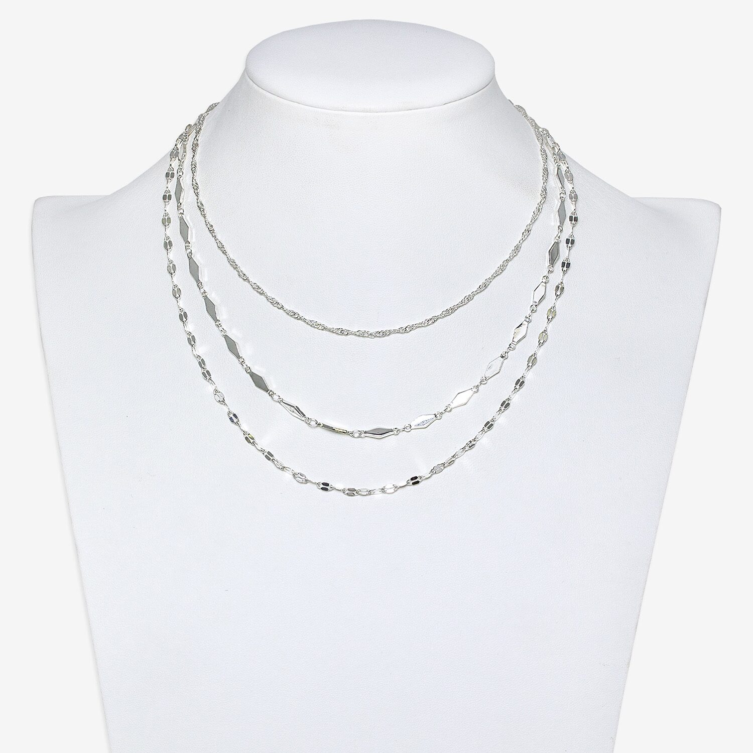 Mixit Silver Tone Multi Strand Womens 16 Inch Fashion Chain Necklace