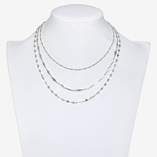 Mixit Silver Tone Multi Strand Womens 16 Inch Fashion Chain Necklace