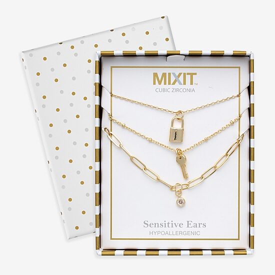 Mixit Womens Glass Hypoallergenic 3-pc. Necklace Set