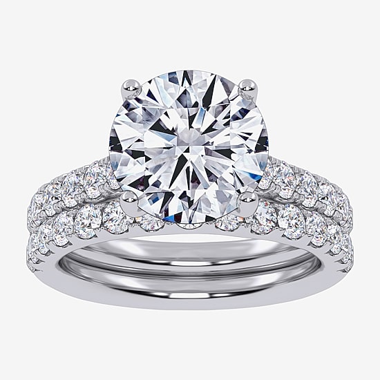 Signature By Modern Bride (H-I / Si1-Si2) Womens 2 CT. T.W. Lab Grown White Diamond 14K Gold Round Bridal Set