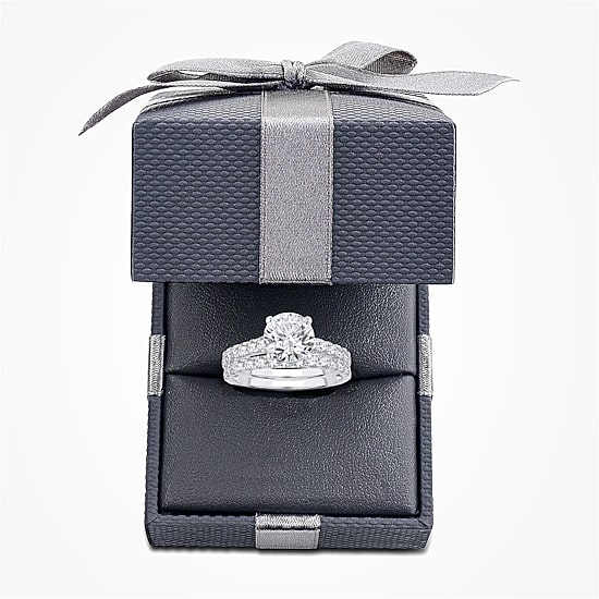 Signature By Modern Bride (H-I / Si1-Si2) Womens 2 CT. T.W. Lab Grown White Diamond 14K Gold Round Bridal Set