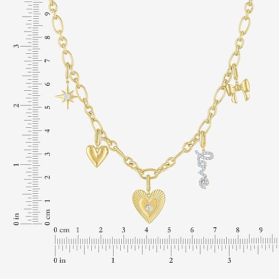Diamond Addiction (G-H / Si2-I1) Womens 14K Gold Over Silver 15 Inch Link Chain Necklace