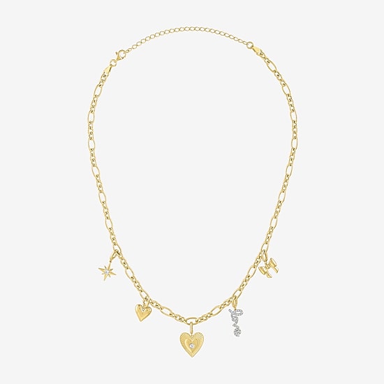 Diamond Addiction (G-H / Si2-I1) Womens 14K Gold Over Silver 15 Inch Link Chain Necklace