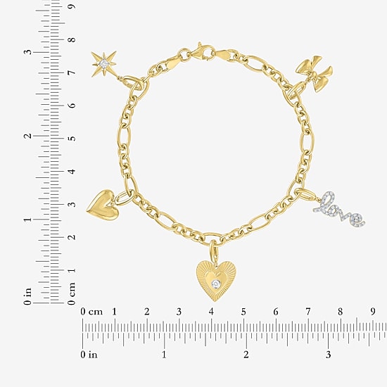 Diamond Addiction (G-H / Si2-I1) Womens 1/5 CT. Lab Grown White Diamond 14K Gold Over Silver Charm Bracelet