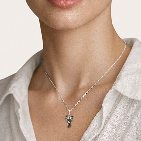 Harry Potter Womens Genuine Green Malachite 14K Gold Over Silver 16 Inch Pendant Necklace