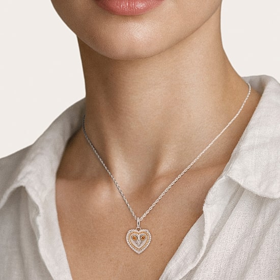 Harry Potter (F / Si2) Womens 1/8 CT. T.W. Lab Grown Diamond Genuine Yellow Citrine 14K Two Tone Gold Over Silver 18 Inch Pendant Necklace