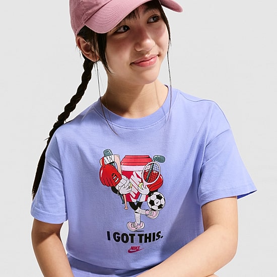 Nike Big Kid Girls Crew Neck Short Sleeve Regular Fit Graphic T-Shirt