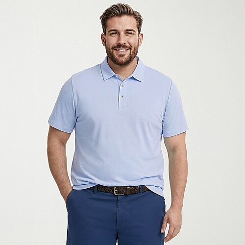 IZOD Dockside Slub Big and Tall Mens Classic Fit Short Sleeve Polo Shirt, Large Tall, Blue