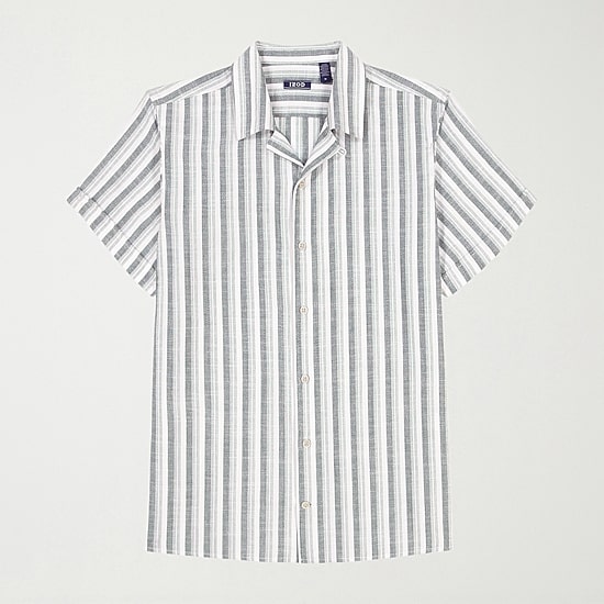 IZOD Dune Texture Mens Short Sleeve Regular Fit Big and Tall Button-Down Shirt