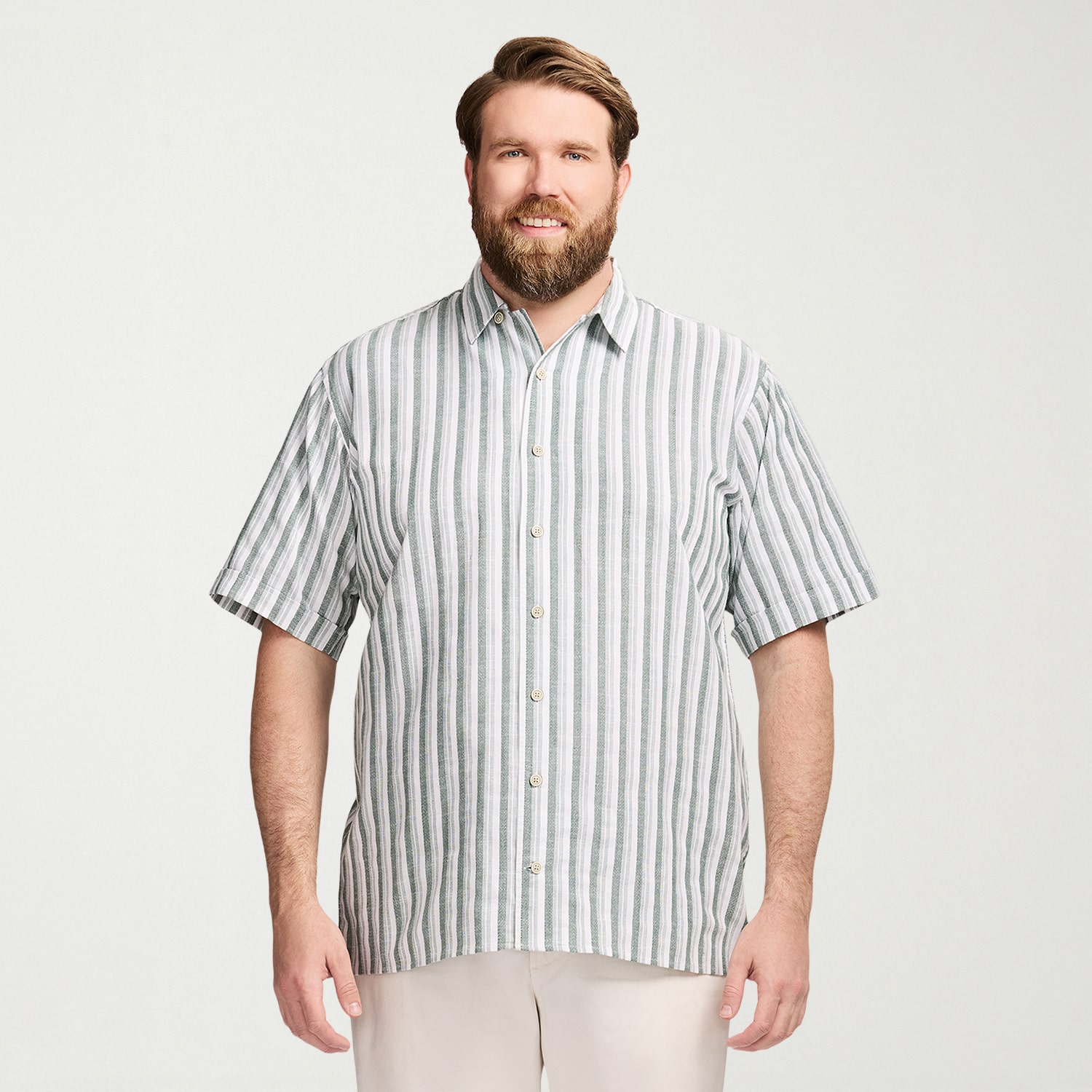 IZOD Dune Texture Mens Short Sleeve Regular Fit Big and Tall Button-Down Shirt
