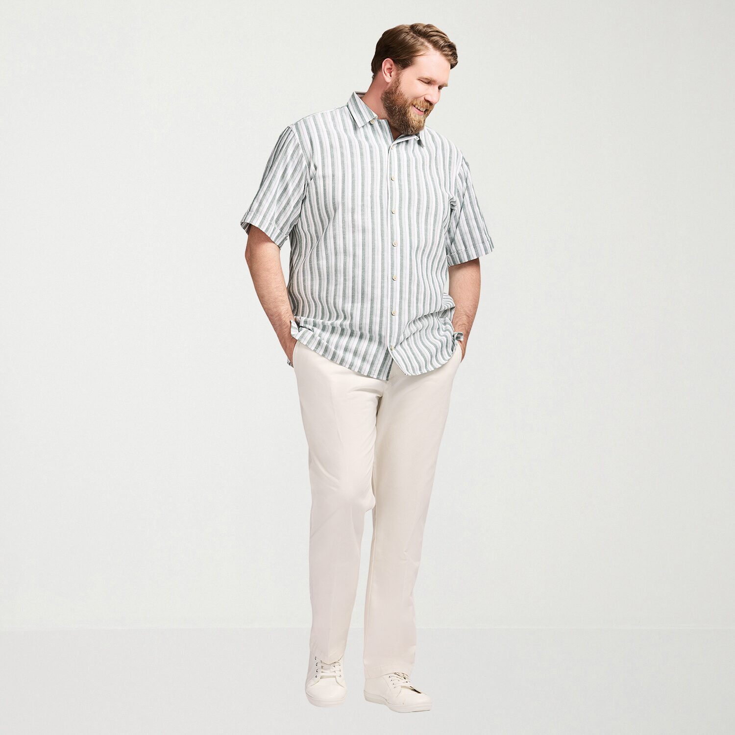 IZOD Dune Texture Mens Short Sleeve Regular Fit Big and Tall Button-Down Shirt