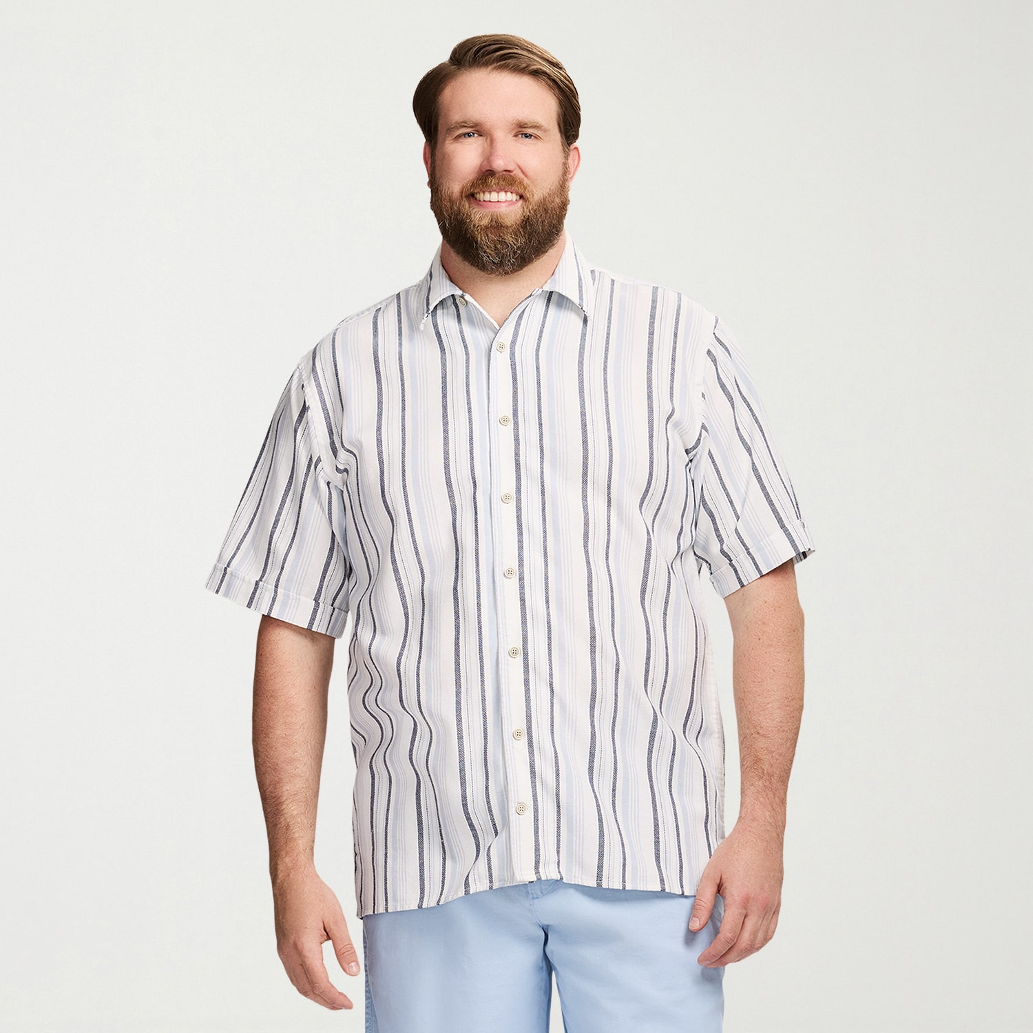 IZOD Dune Texture Mens Short Sleeve Regular Fit Big and Tall Button-Down Shirt