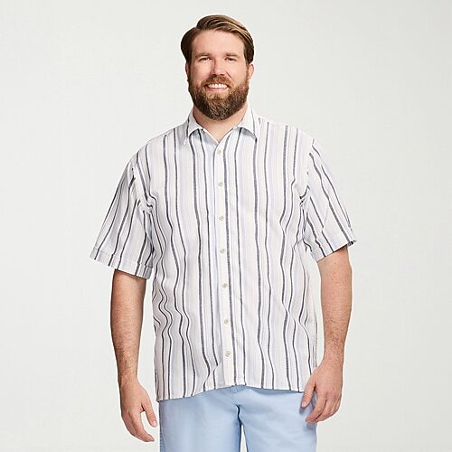 Izod Dune Texture Mens Short Sleeve Regular Fit Big And Tall Button-down Shirt In Blue