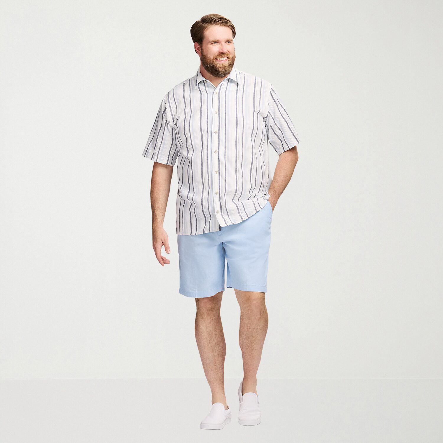 IZOD Dune Texture Mens Short Sleeve Regular Fit Big and Tall Button-Down Shirt