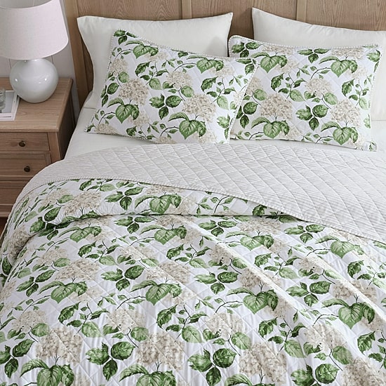 Martha Stewart Hydrangea Floral Easy Care Quilt Set