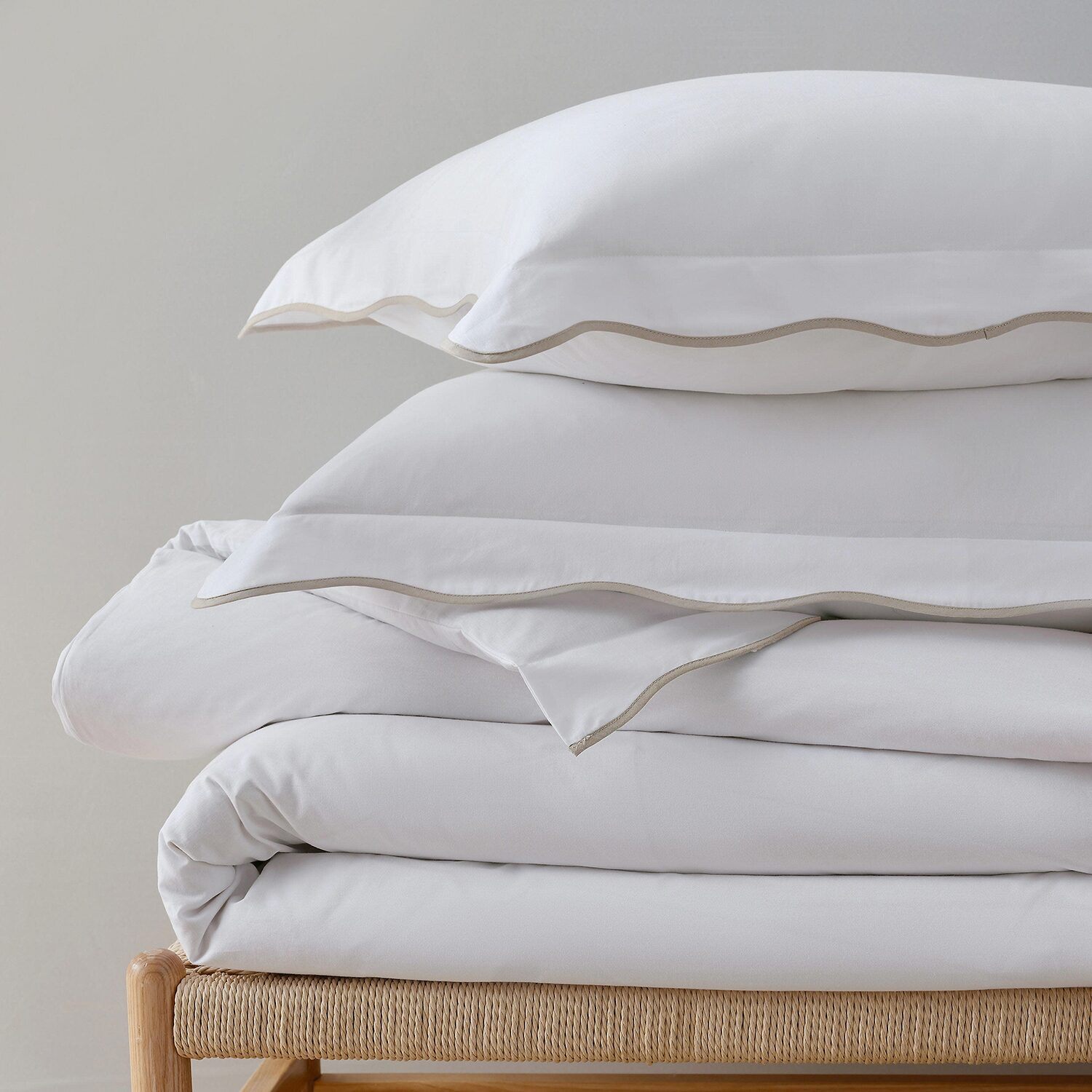 Martha Stewart Simple Scallop Easy Care Duvet Cover Set