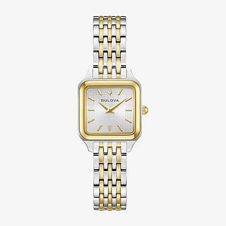 Bulova Crystal Octava Womens Crystal Accent Gold Tone Stainless