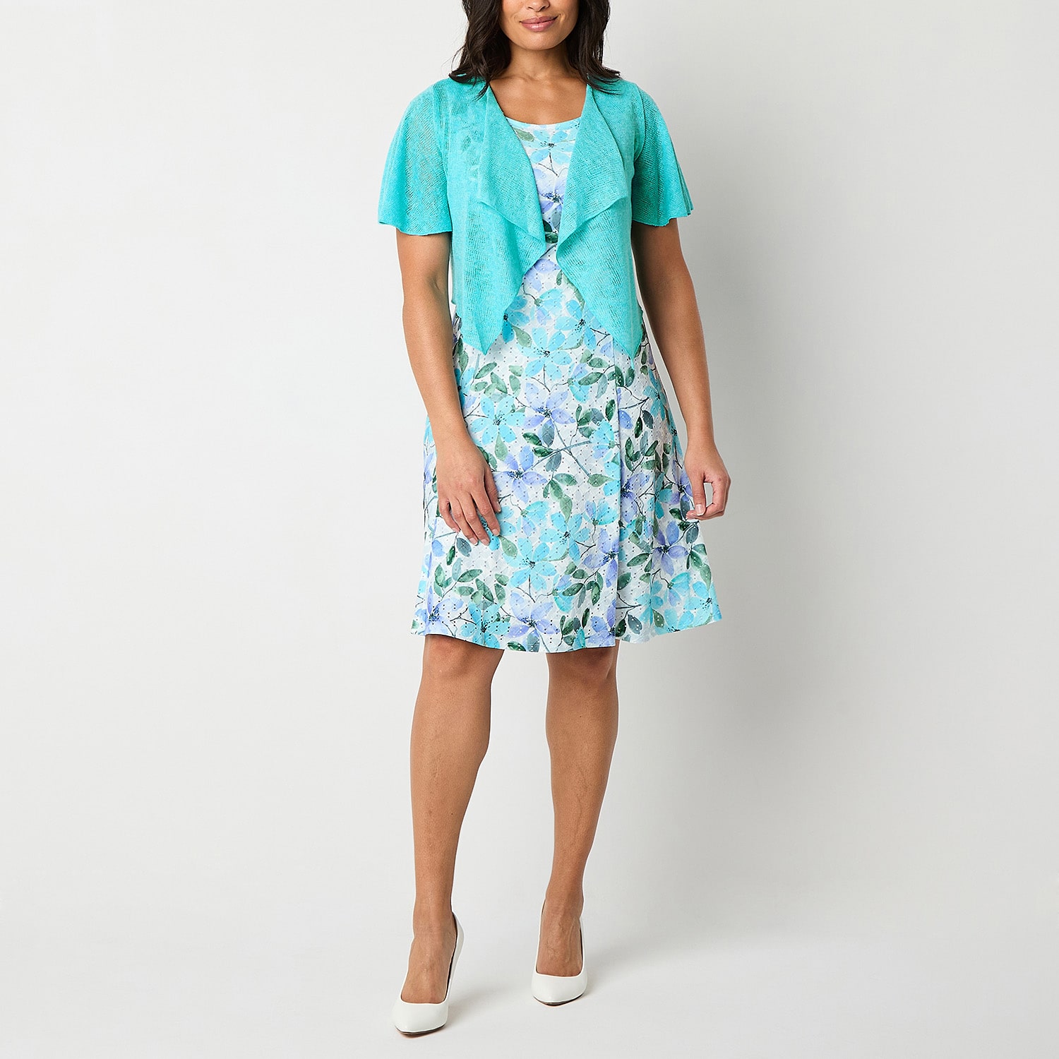 Perceptions Womens Floral Jacket Dress
