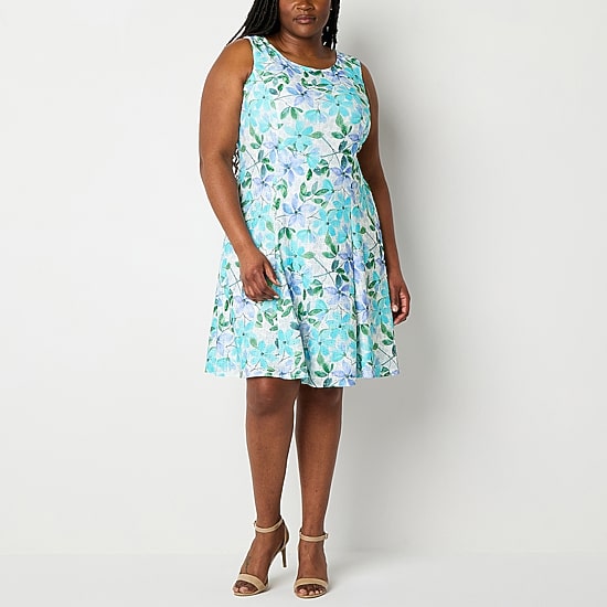 Perceptions Womens Plus Floral Jacket Dress