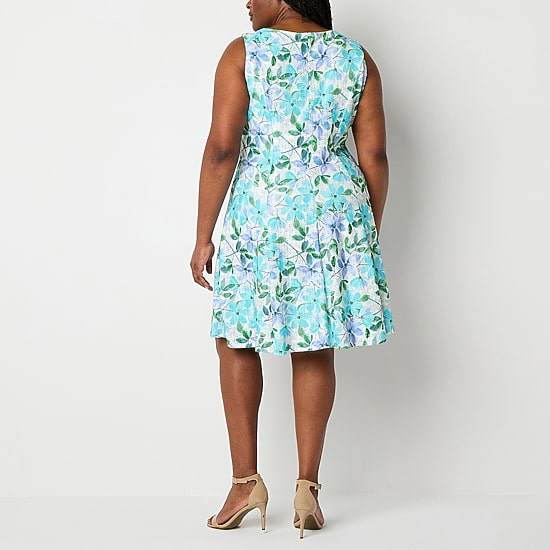 Perceptions Womens Plus Floral Jacket Dress