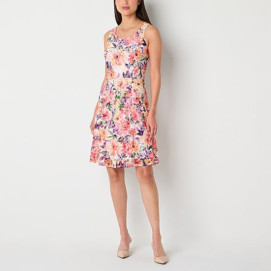 Perceptions Womens Petite Floral Jacket Dress