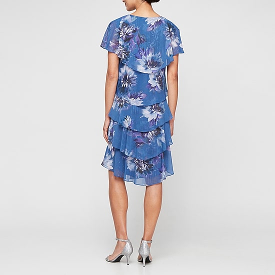 S. L. Fashions Womens V Neck Short Sleeve Floral Shift Dress