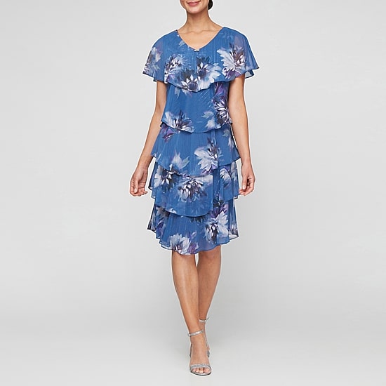 S. L. Fashions Womens V Neck Short Sleeve Floral Shift Dress