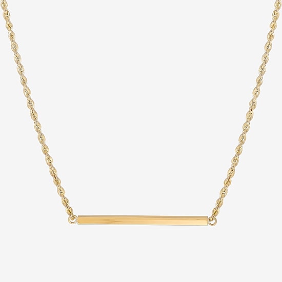 Womens 10K Gold Bar 18 Inch Pendant Necklace