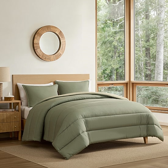 Eddie Bauer Connor Solid Channel Stitch Easy Care Comforter Set