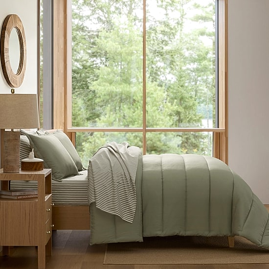 Eddie Bauer Connor Solid Channel Stitch Easy Care Comforter Set