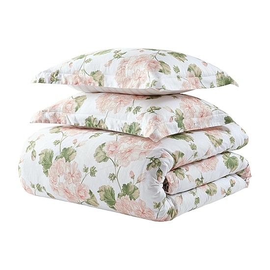 Martha Stewart Geranium Bloom Easy Care Duvet Cover Set