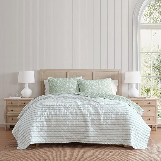 Martha Stewart French Bird Floral Easy Care Quilt Set