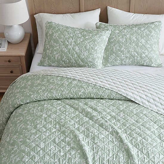 Martha Stewart French Bird Floral Easy Care Quilt Set