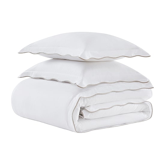 Martha Stewart Simple Scallop Easy Care Duvet Cover Set