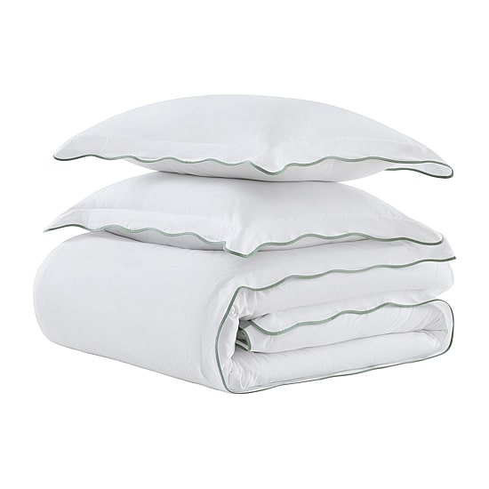Martha Stewart Simple Scallop Easy Care Duvet Cover Set