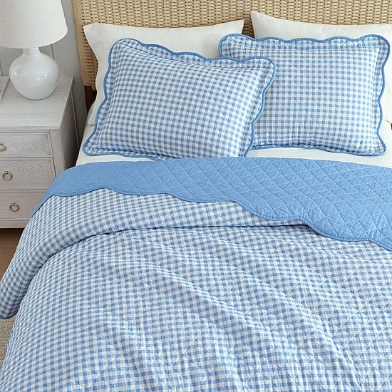 Martha Stewart Olivia Gingham Easy Care Quilt Set