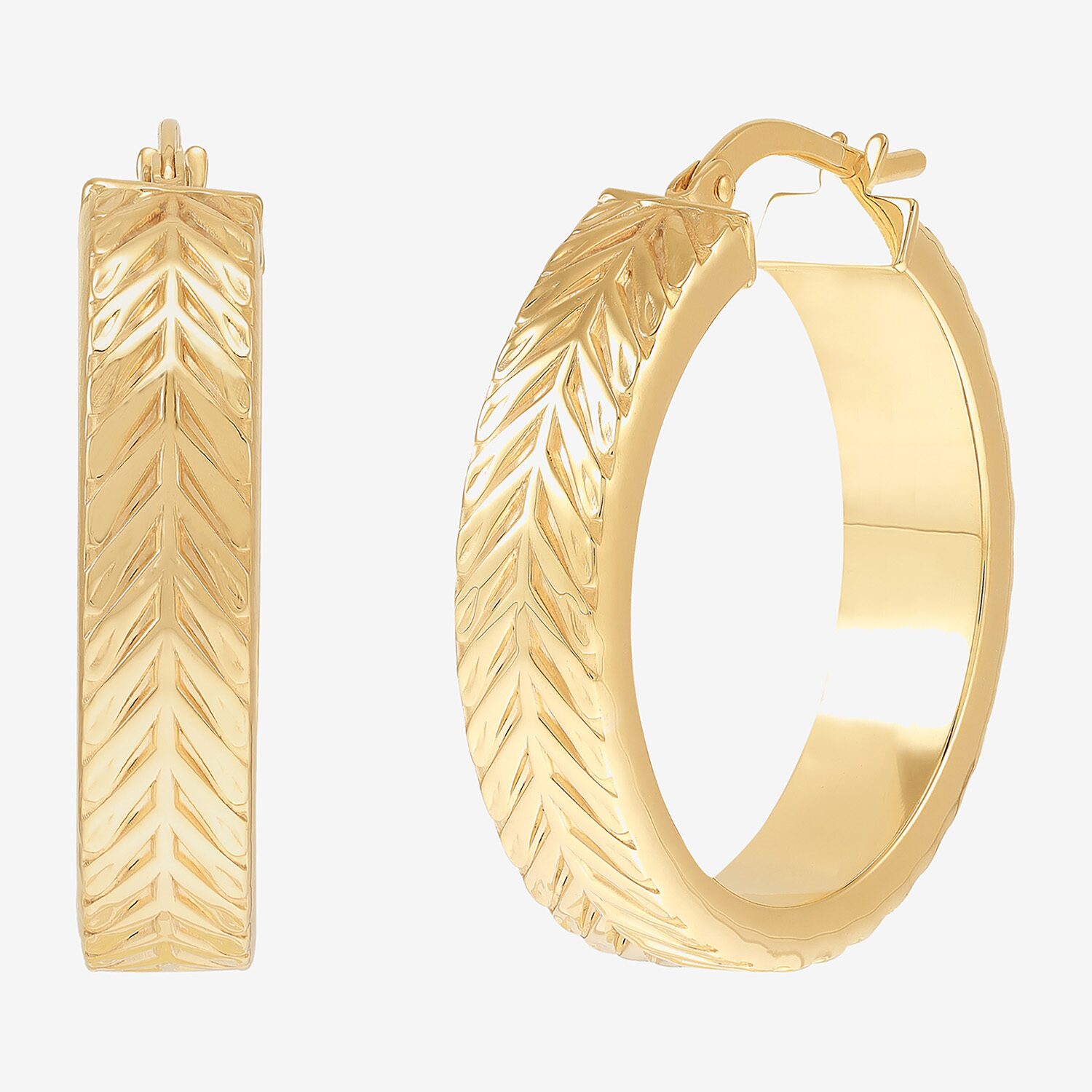 Made in Italy Womens 10K Gold 26.5mm Hoop Earrings