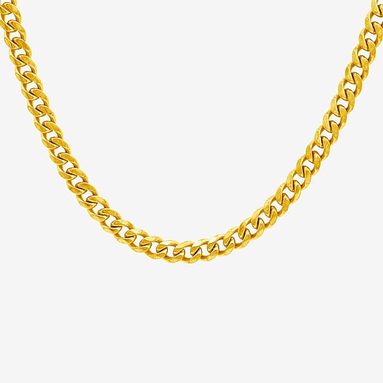 Mens 14K Gold Over Stainless Steel 24 Inch Link Chain Necklace