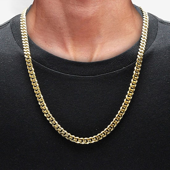 Mens 14K Gold Over Stainless Steel 24 Inch Link Chain Necklace