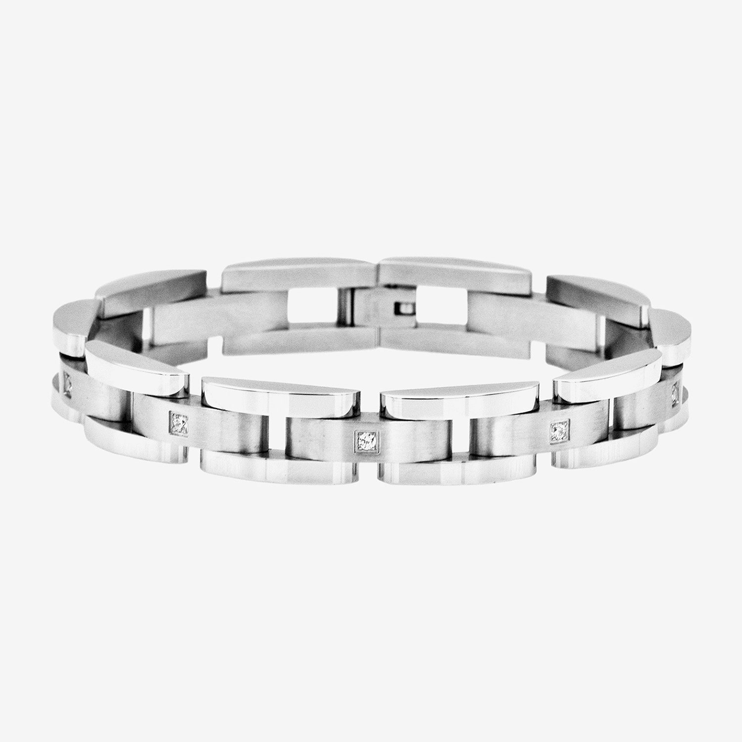 Mens Stainless Steel Solid 8 3/4 Inch Link Bracelet