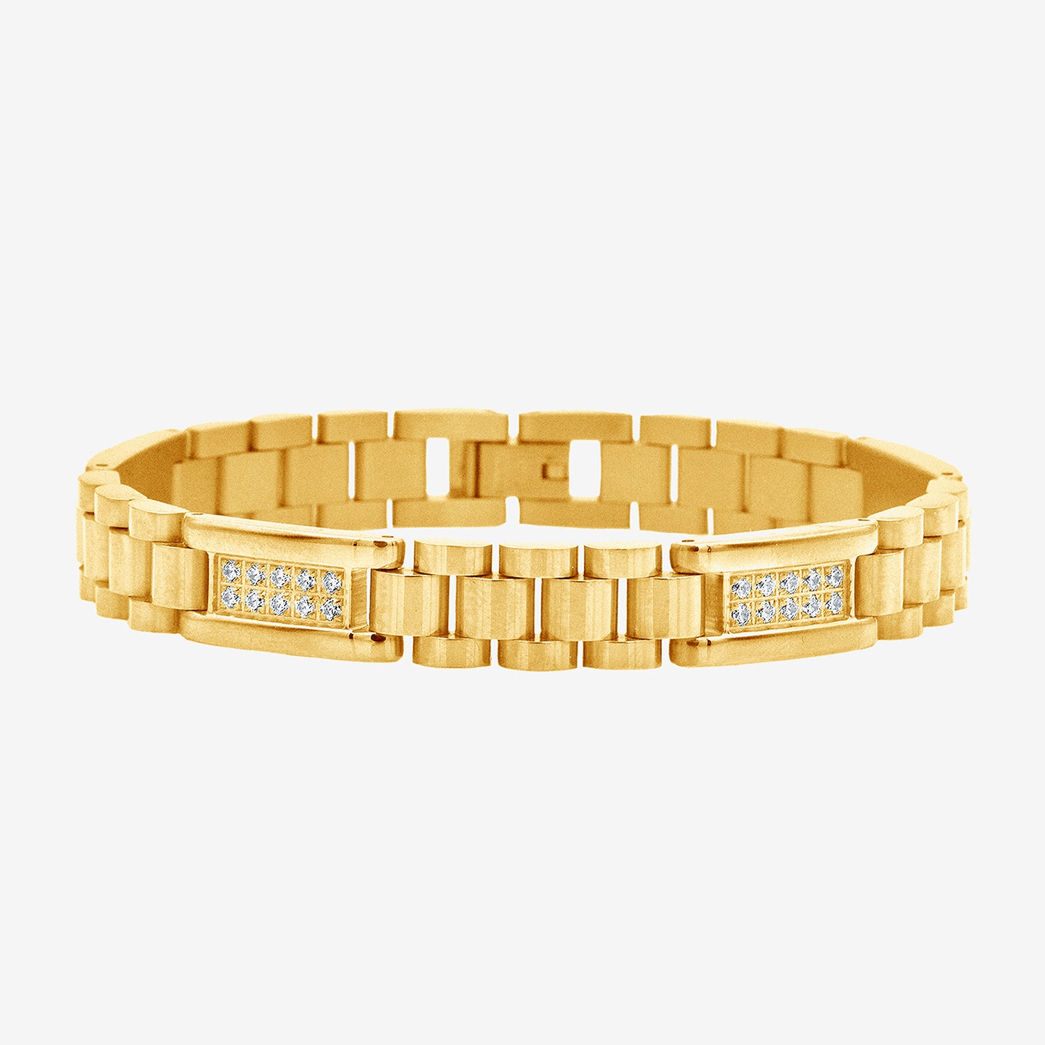 Mens 14K Gold Over Stainless Steel Solid 8 3/4 Inch Link Bracelet