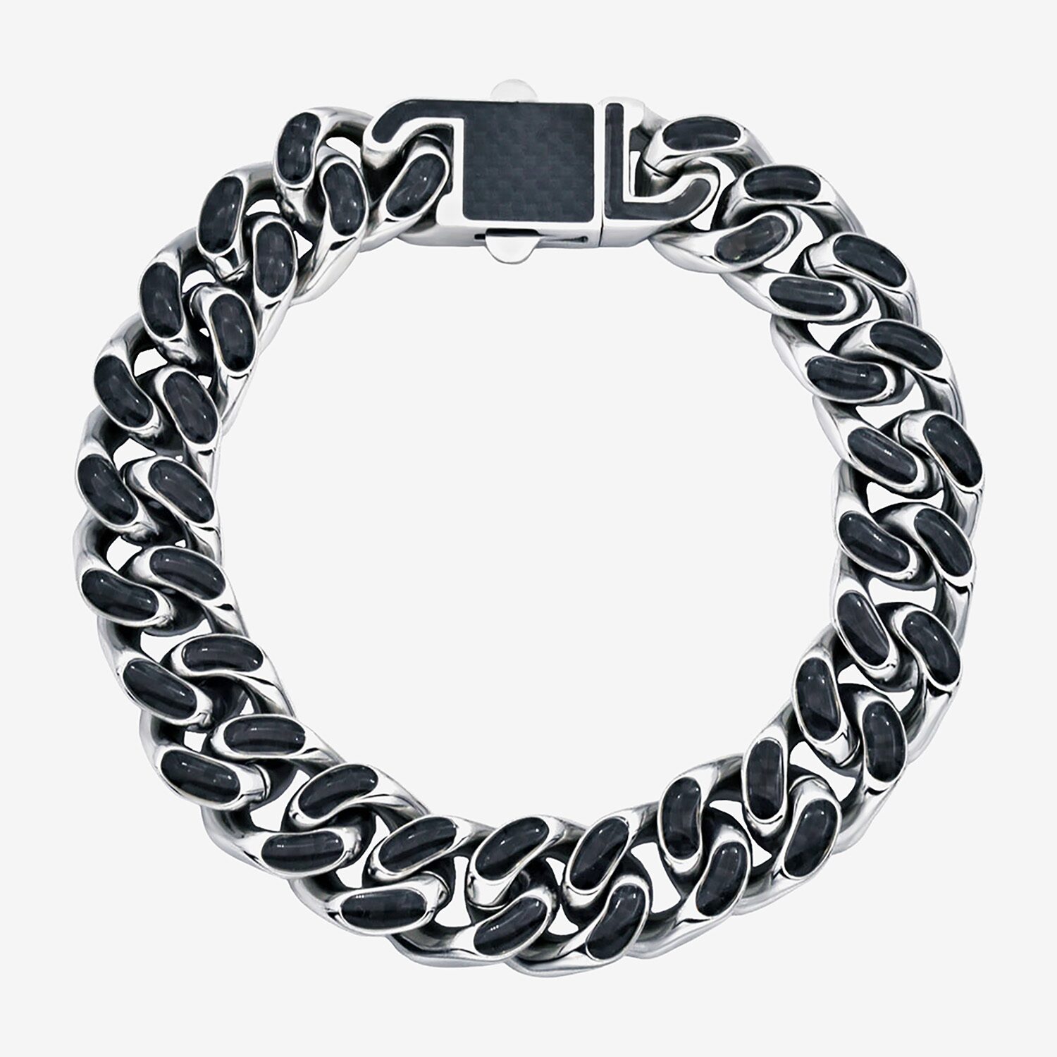 Mens Stainless Steel 8 1/2 Inch Solid Chain Bracelet
