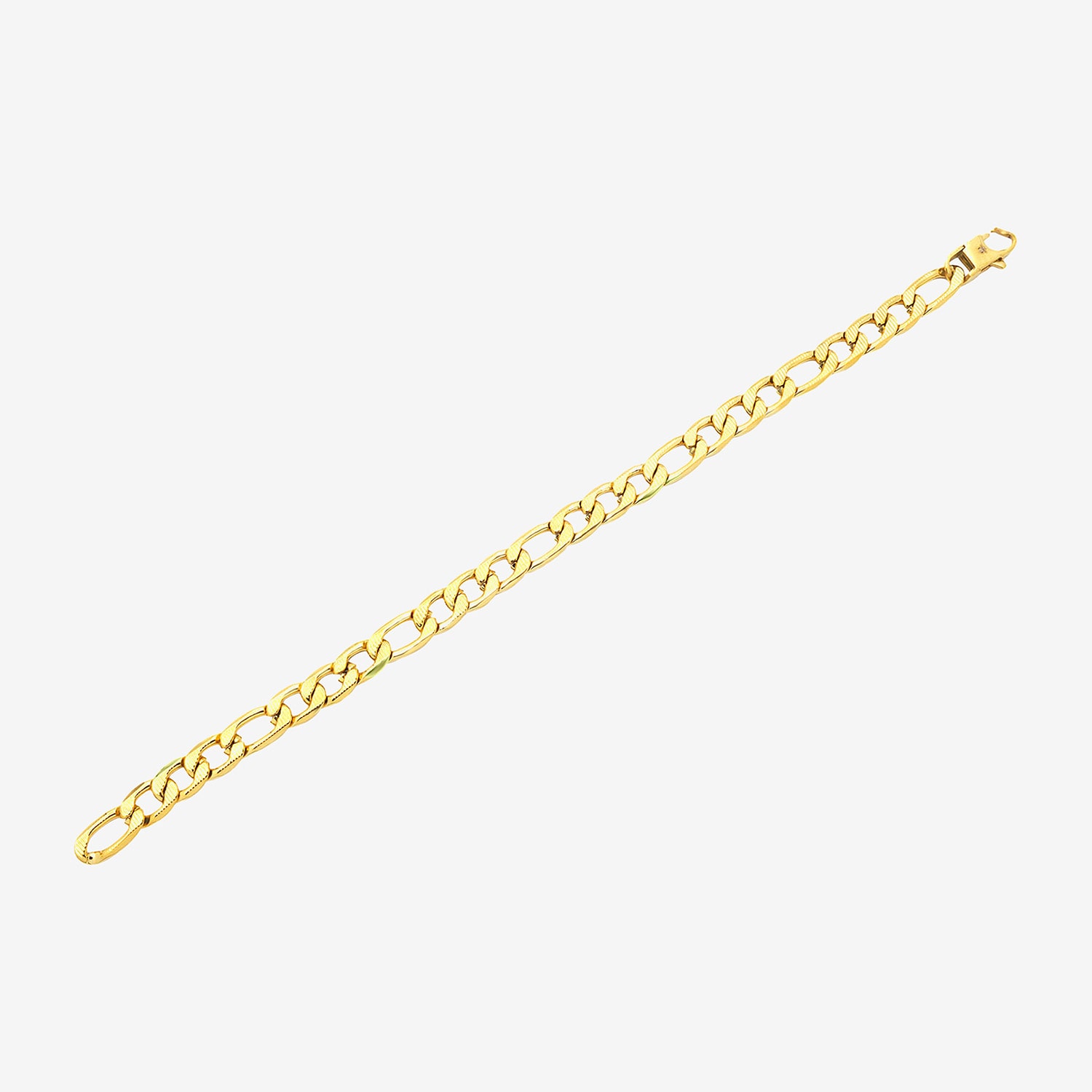 Mens 14K Gold Over Stainless Steel 8 1/2 Inch Solid Link Chain Bracelet